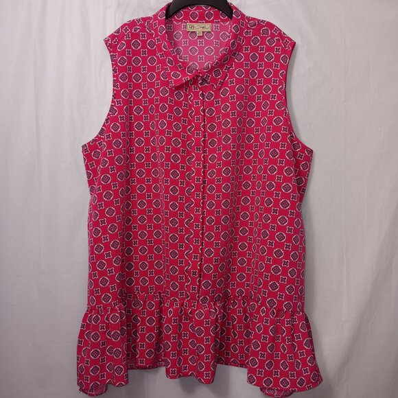 DG2 by DIANE GILMAN SLEEVELESS RUFFLED TRIM TOP - Picture 15 of 15